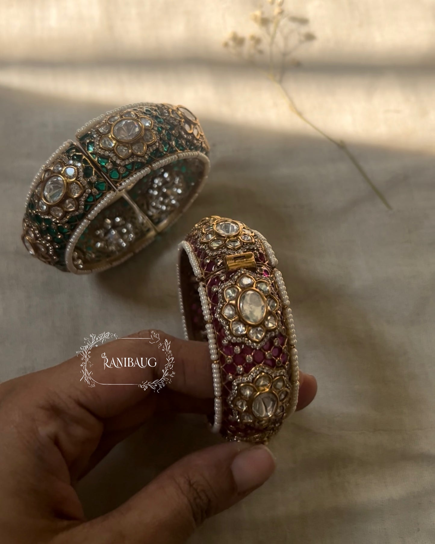 Arya Polki Kundan Kangan Set By Ranibaug