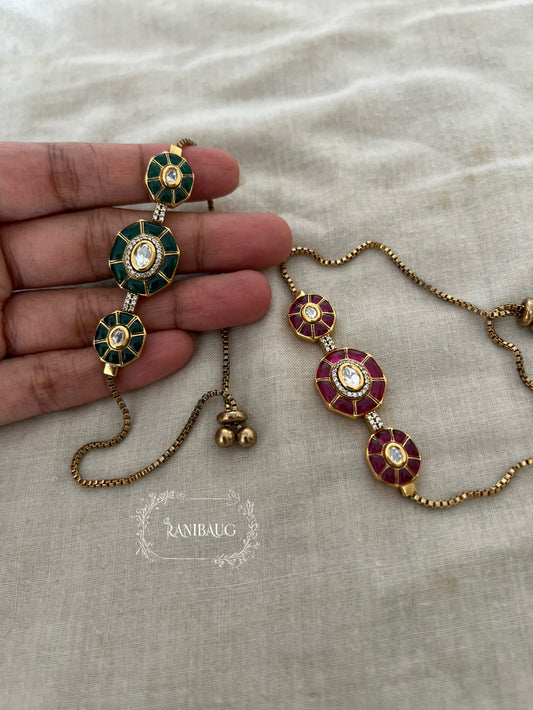 Asha Polki Enamel Antique Gold Finish Festive Bracelet Jewelry By Ranibaug