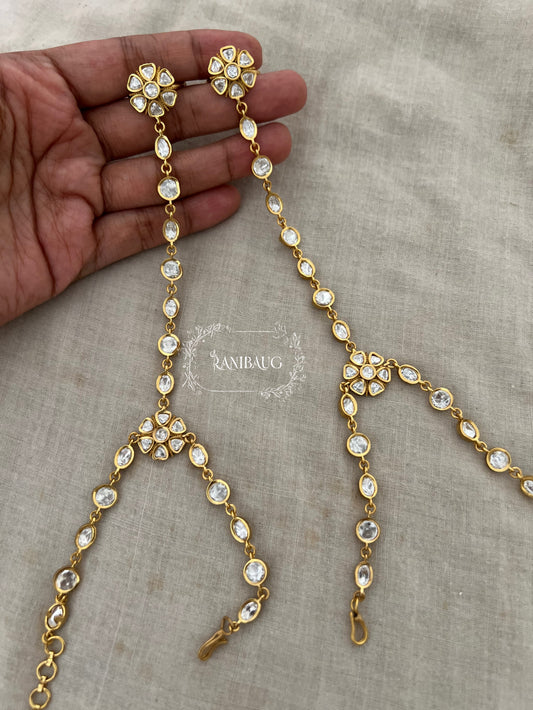 Ashoor Polki Floral Motif Minimal Hand Jewelry Haathphool For Festive Occassions By Ranibaug