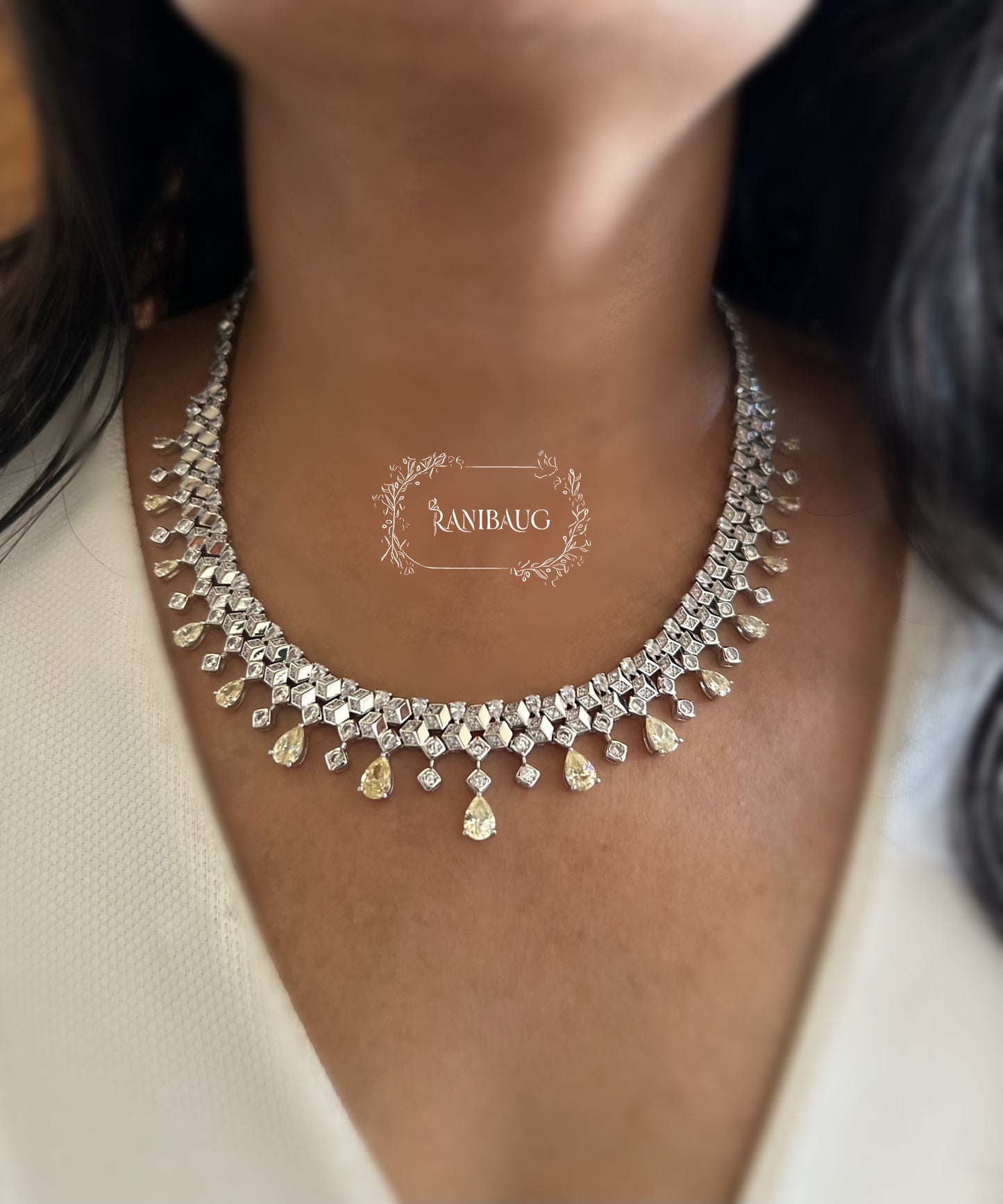 Asteria Royal Diamond Stardust Cascade Necklace Set By Ranibaug
