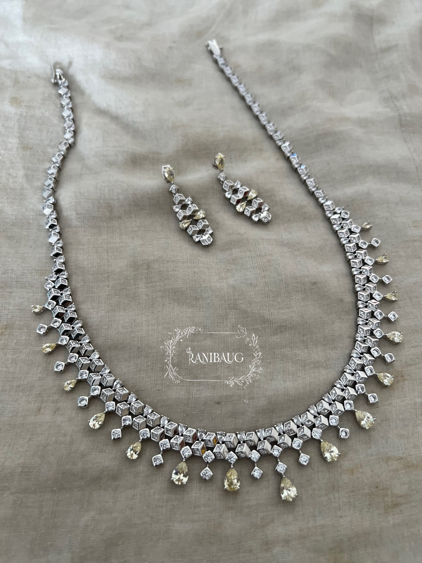 Asteria Royal Diamond Stardust Cascade Necklace Set By Ranibaug