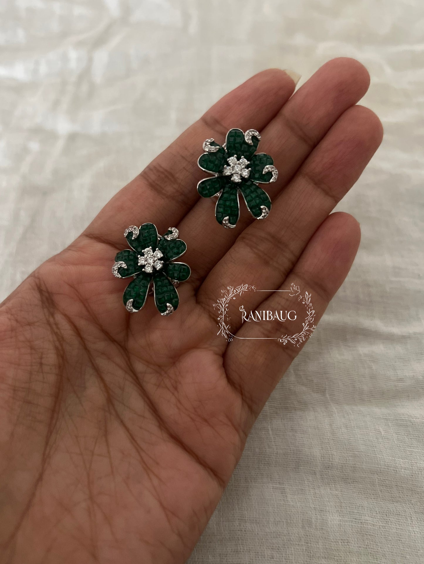 Aurelia Bloom Flower Diamond Stud Earrings By Ranibaug