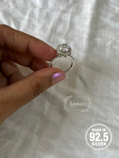 Aurette Royal Vintage Solitaire Pure 92.5 Silver Ring Wedding Jewelry By Ranibaug