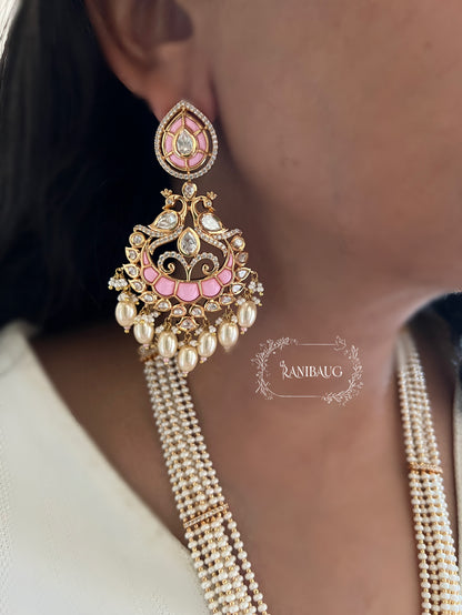Avanti Royal Peacock Motif Pearl Adorned Polki Studded Gold Finish Princess Inspired Necklace Jewelry Set By Ranibaug