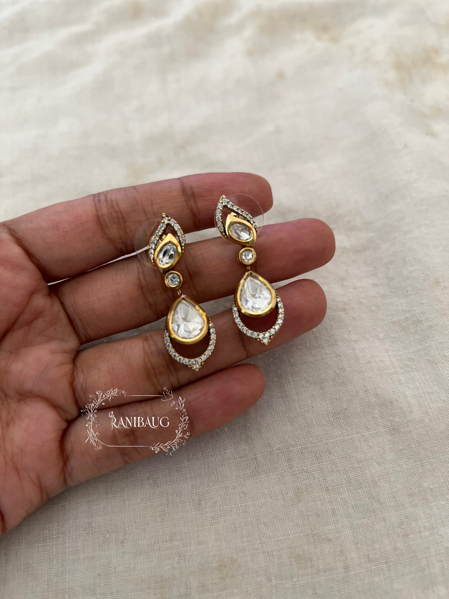 Avantika Polki Kundan Stud Drop Dangle Earrings In Rich Gold Tone By Ranibaug | Minimal Earring Jewelry 2026