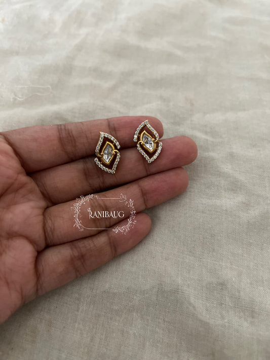 Avisha Classic Gold Finish Polki Ear Studs By Ranibaug