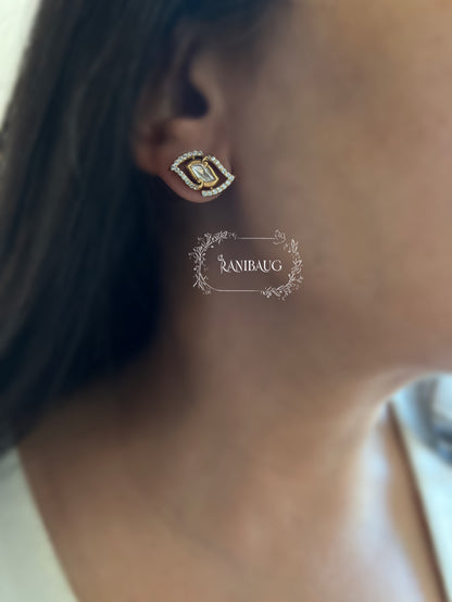 Avisha Classic Gold Finish Polki Ear Studs By Ranibaug