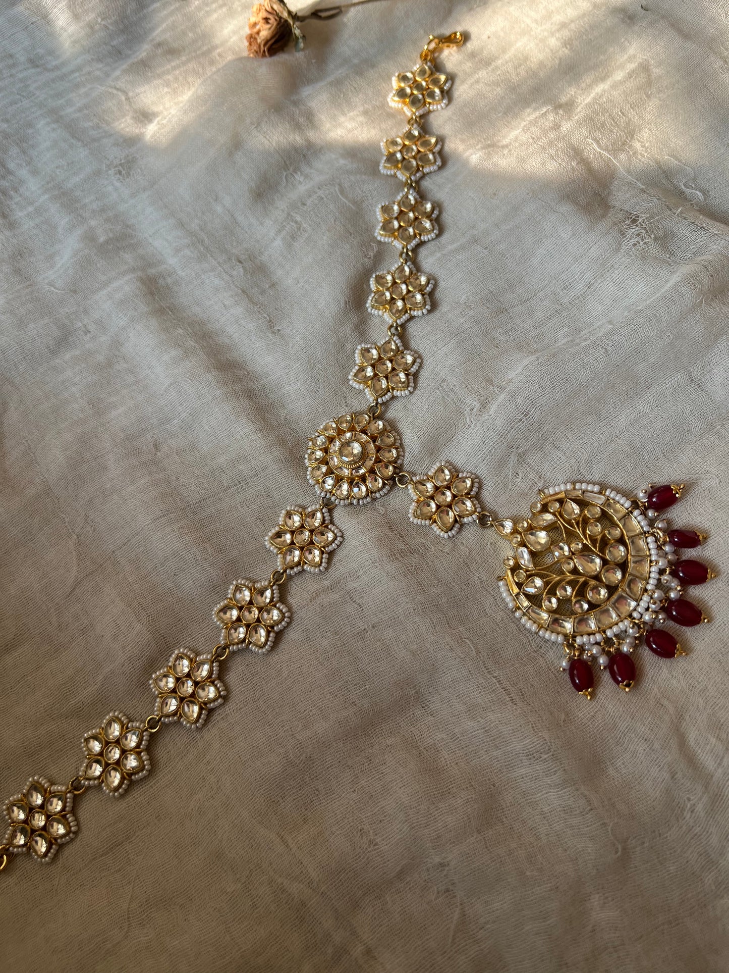 Avni Floral Gold Plated Kundan Sheeshphool Mangtika By Ranibaug