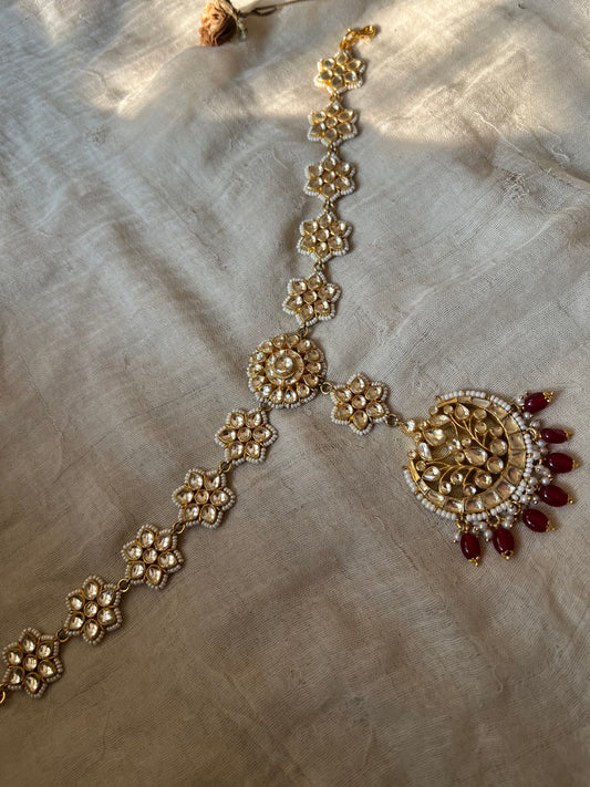 Avni Floral Gold Plated Kundan Sheeshphool Mangtika By Ranibaug