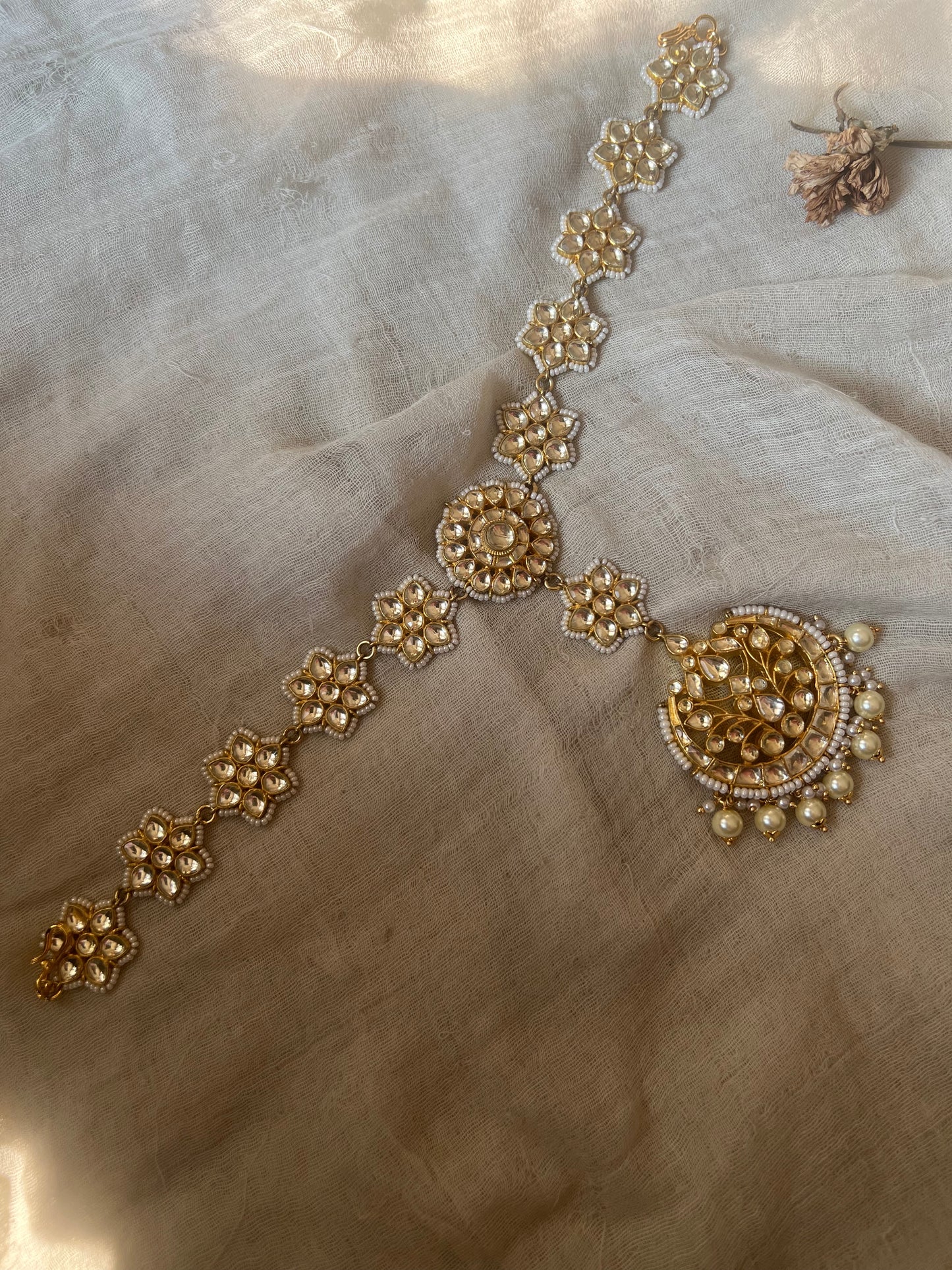 Avni Floral Gold Plated Kundan Sheeshphool Mangtika By Ranibaug