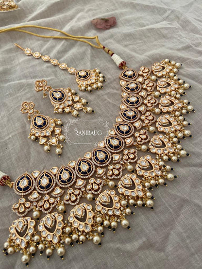 Avni Indian Rich Gold Heavy Necklace Set Jewellery For Bride With Polki Kundan And Pearls By Ranibaug