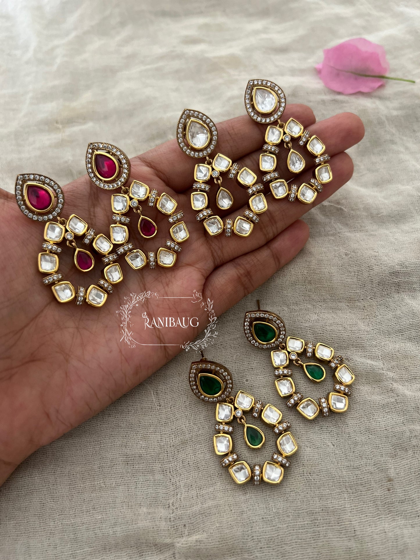 Avni Round Polki Kundan Earrings by Ranibaug