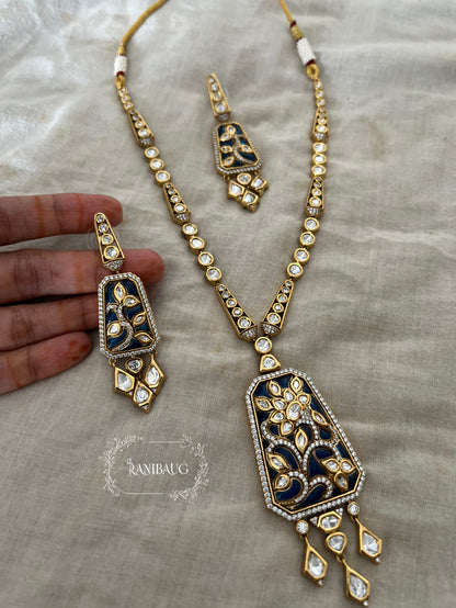 Rajeshwari Polki Kundan Gold Finish Necklace Set By Ranibaug Floral Meenakari | 2026