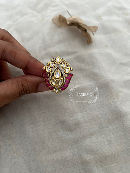 Baani Premium Enamel Gold Plated Kundan Rings By Ranibaug