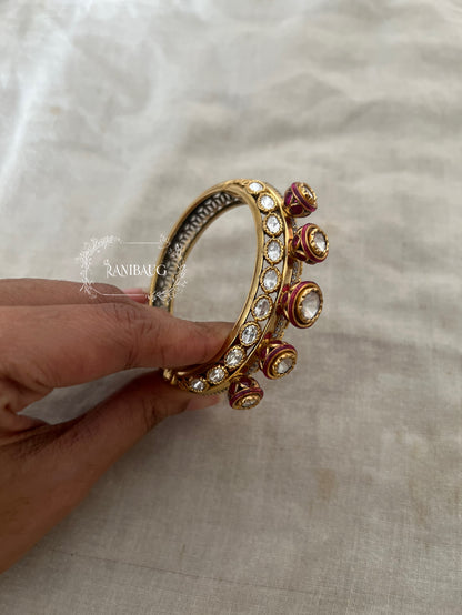 Barsana Heirloom Unique Rich Gold Finish Mossainite Kundan Studded Bangle By Ranibaug