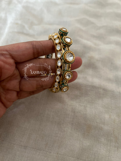 Barsana Heirloom Unique Rich Gold Finish Mossainite Kundan Studded Bangle By Ranibaug