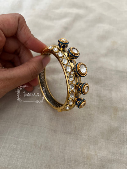 Barsana Heirloom Unique Rich Gold Finish Mossainite Kundan Studded Bangle By Ranibaug