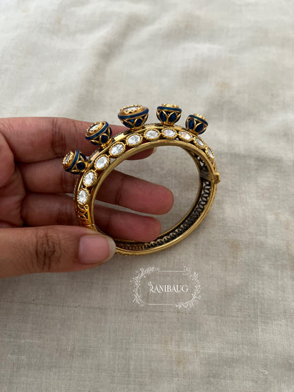 Barsana Heirloom Unique Rich Gold Finish Mossainite Kundan Studded Bangle By Ranibaug