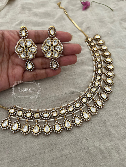 Bela Mossainite Stone Floral Motif Royal Victorian Jewellery Set By Ranibaug | Designer Jewellery 2025 | Wedding Multicolor Jjewellery