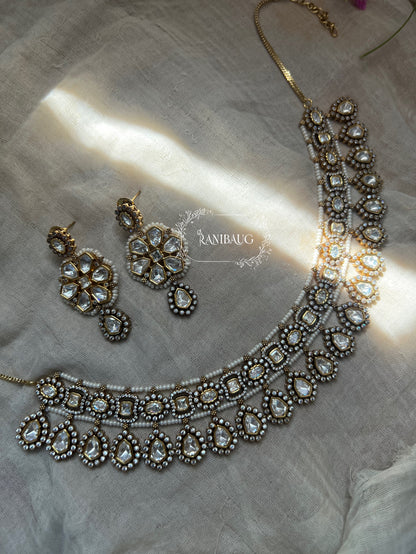 Bela Mossainite Stone Floral Motif Royal Victorian Jewellery Set By Ranibaug | Designer Jewellery 2025 | Wedding Multicolor Jjewellery