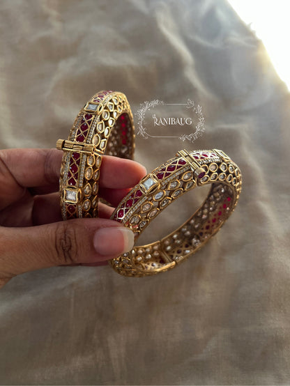 Bhagyashree Rich Gold Tone Polki Kundan Studded Bangle By Ranibaug