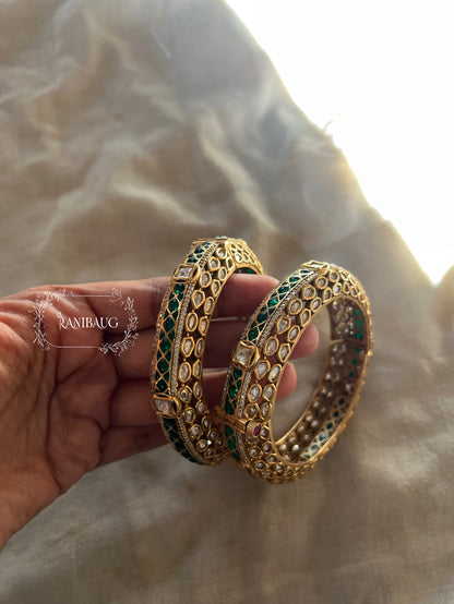 Bhagyashree Rich Gold Tone Polki Kundan Studded Bangle By Ranibaug