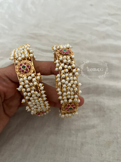 Bhakti Festive Wear Pearl Gold Bangles By Ranibaug