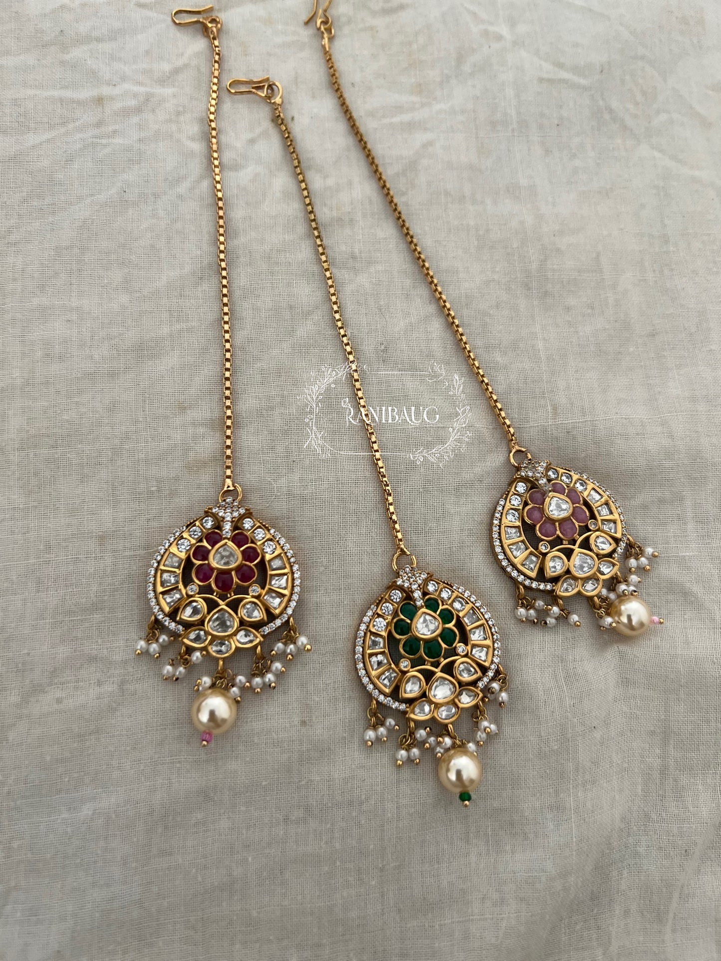 Bindu Gold Plated Pearl Maang Tika Jewelry For Women By Ranibaug