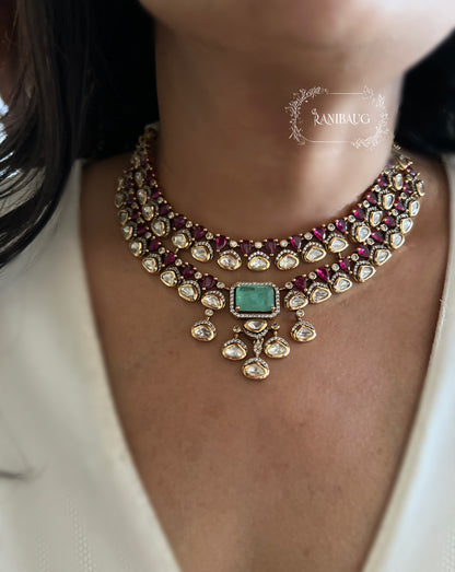 Ishani Royal Vintage Choker Set Victorian Finish Kundan Studded With Pearls By Ranibaug