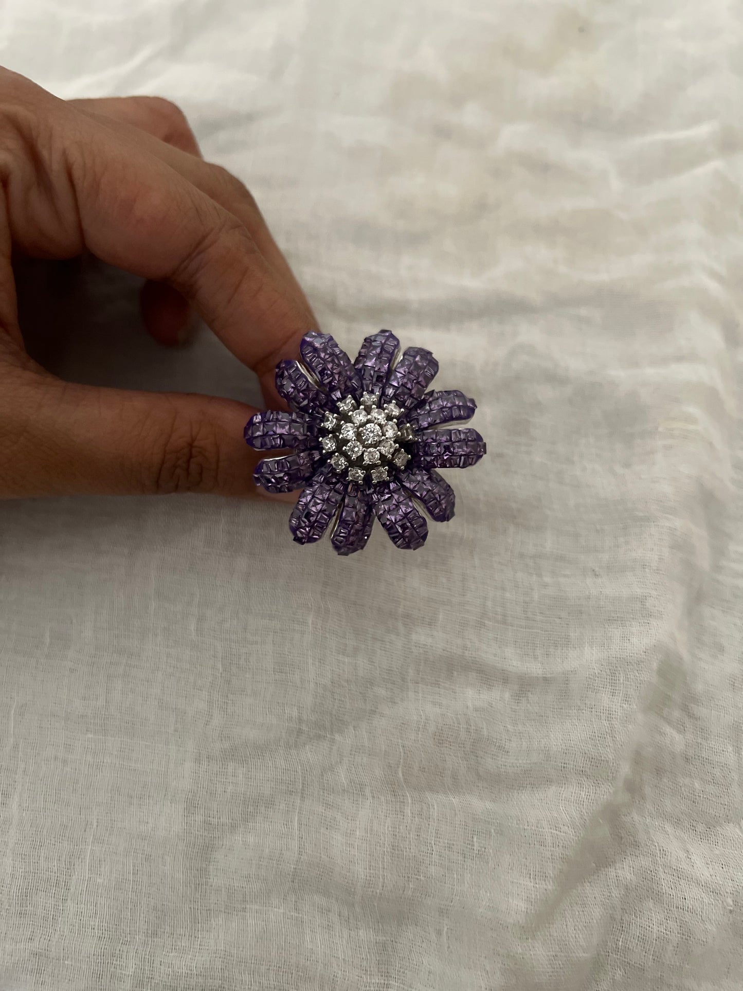 Camellia Bloom Diamond Statement Ring By Ranibaug