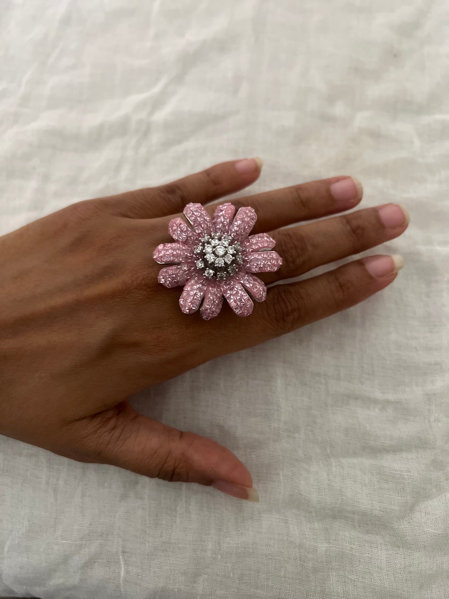 Camellia Bloom Diamond Statement Ring By Ranibaug