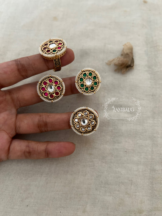Chalak Lotus Miniature Polki Ring with Etched Shank | Everyday Heritage Jewelry by Ranibaug