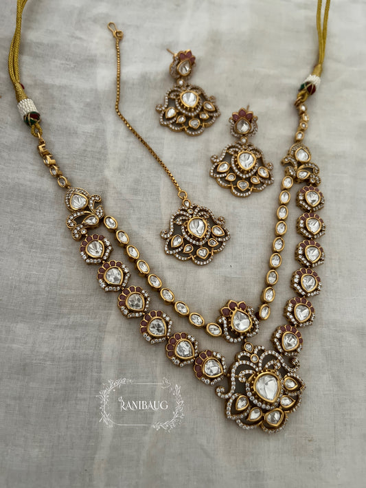 Chandni Polki Kundan Gold Finish Royal Traditional Wedding Necklace Set By Ranibaug | The Wedding Collection 2026