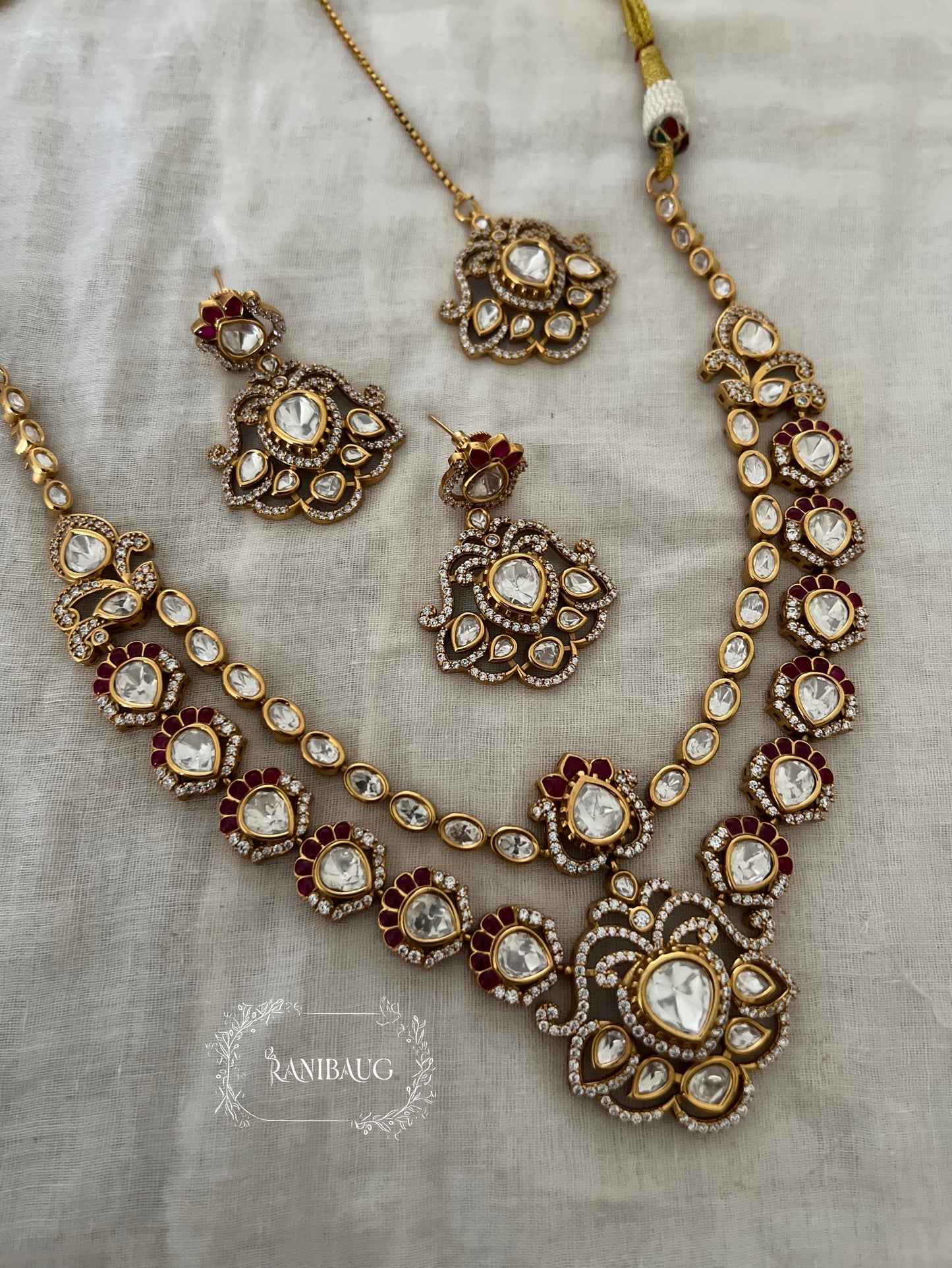 Chandni Polki Kundan Gold Finish Royal Traditional Wedding Necklace Set By Ranibaug | The Wedding Collection 2026