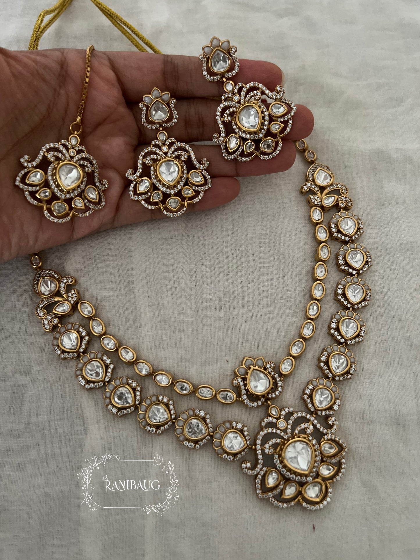Chandni Polki Kundan Gold Finish Royal Traditional Wedding Necklace Set By Ranibaug | The Wedding Collection 2026