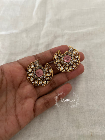 Chandrika Polki Gold Finish Statement Ear Studs By Ranibaug