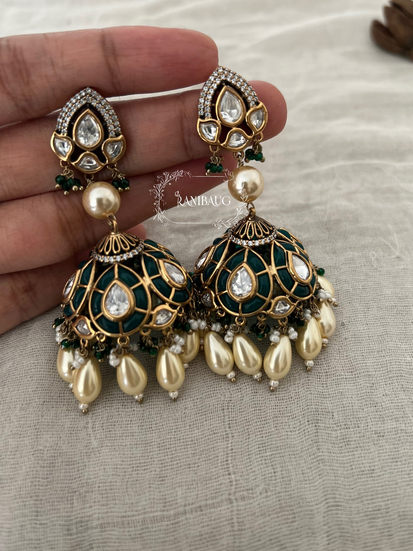Chavi Temple-Inspired Polki Jhumkas | Ranibaug