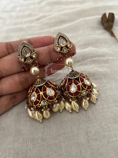 Chavi Temple-Inspired Polki Jhumkas | Ranibaug