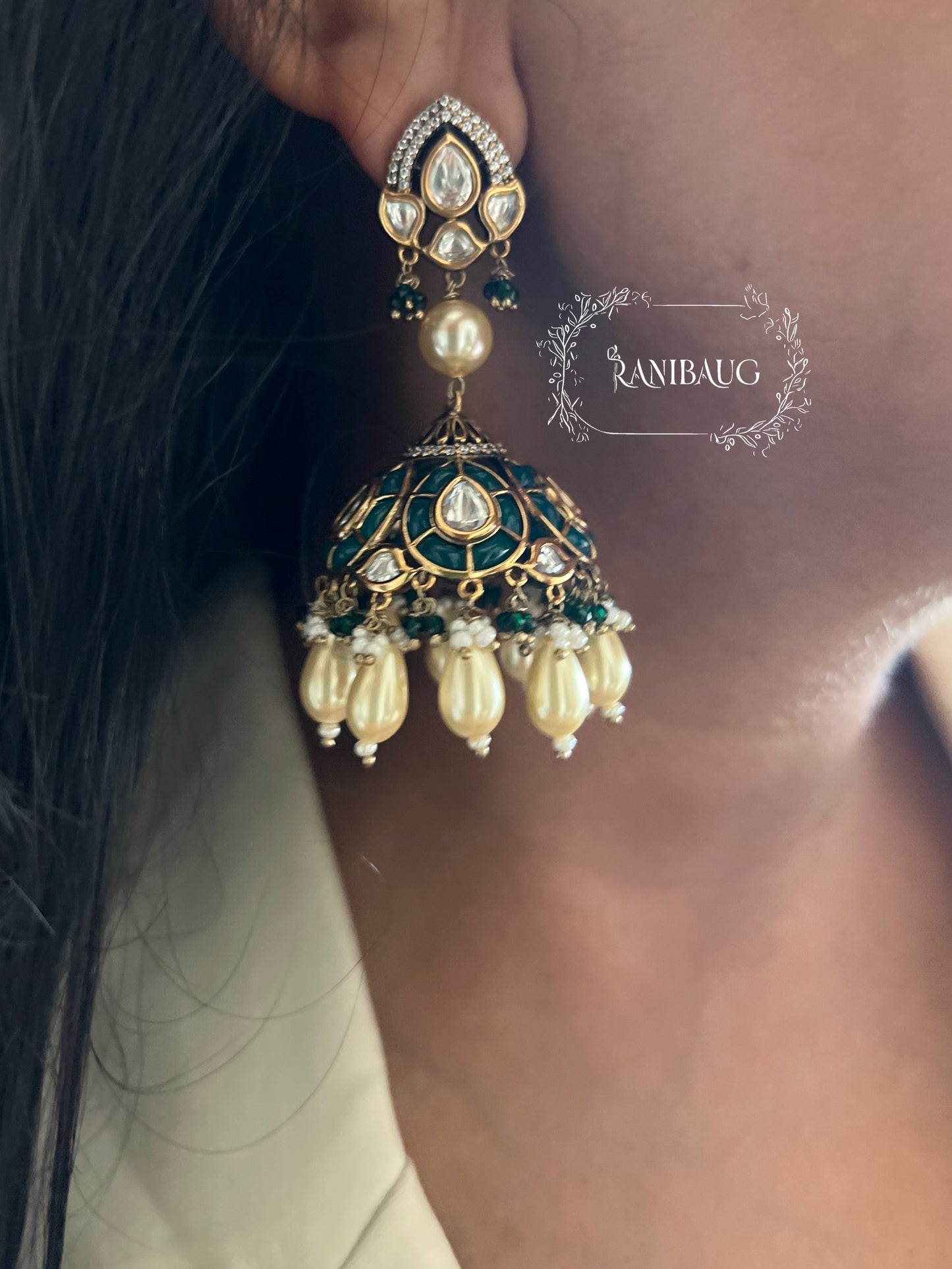 Chavi Temple-Inspired Polki Jhumkas | Ranibaug