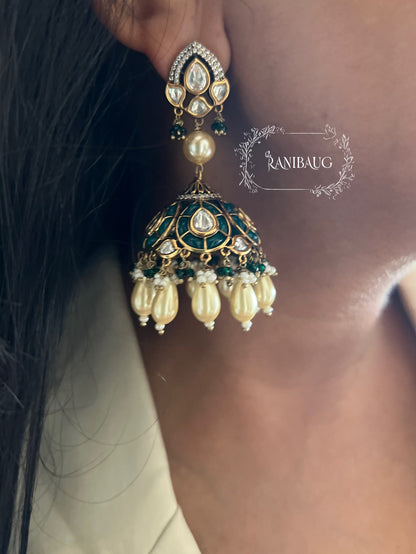 Chavi Temple-Inspired Polki Jhumkas | Ranibaug