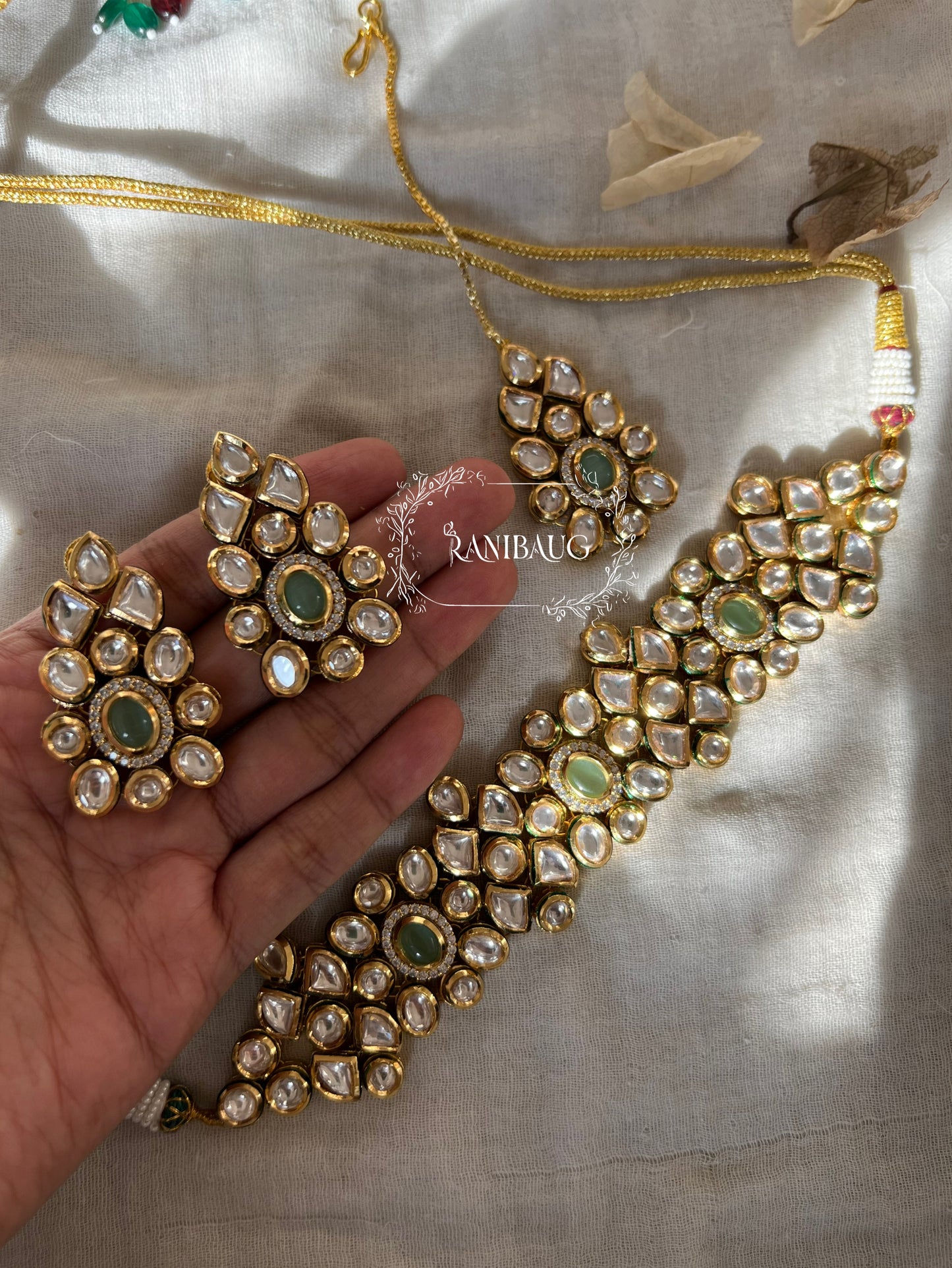 Chaya Rich Uncut Polki Jewellery Set In Premium Gold Finish By Ranibaug | Necklace Set Perfect For Sarees 2025