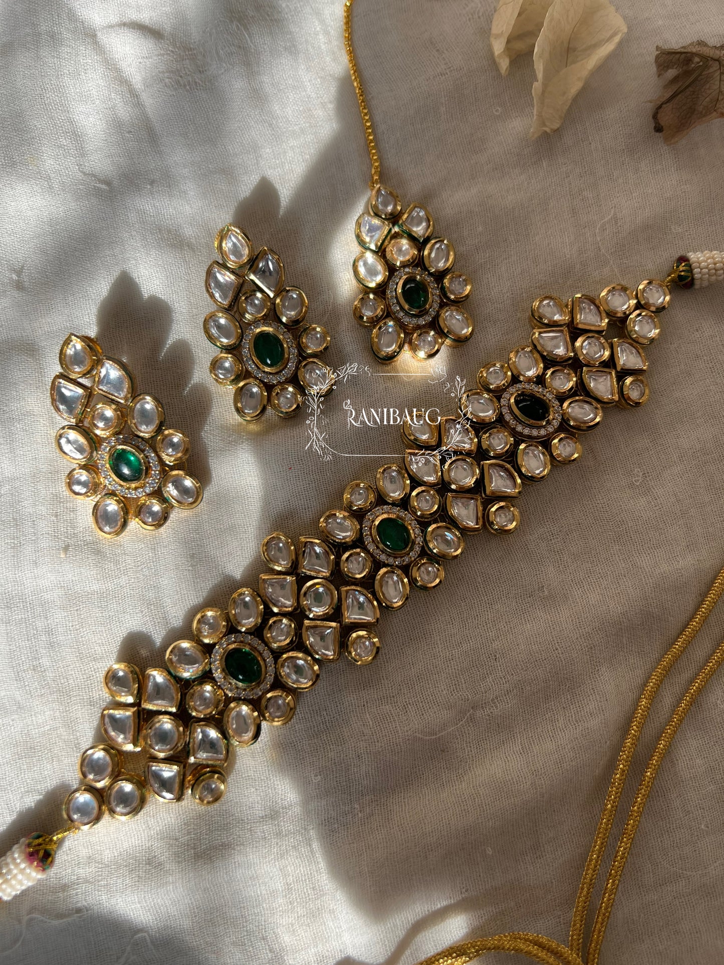 Chaya Rich Uncut Polki Jewellery Set In Premium Gold Finish By Ranibaug | Necklace Set Perfect For Sarees 2025