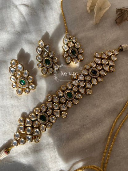 Chaya Rich Uncut Polki Jewellery Set In Premium Gold Finish By Ranibaug | Necklace Set Perfect For Sarees 2025