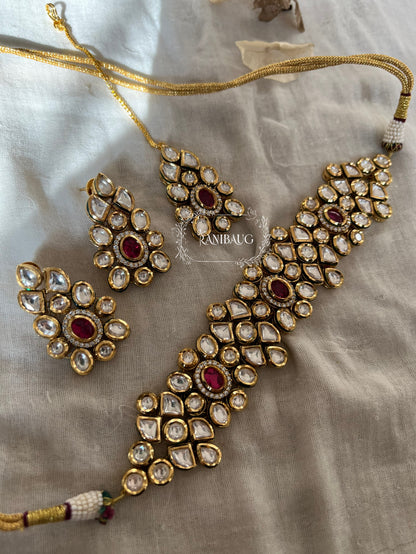 Chaya Rich Uncut Polki Jewellery Set In Premium Gold Finish By Ranibaug | Necklace Set Perfect For Sarees 2025