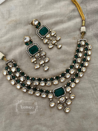 Ishani Royal Vintage Choker Set Victorian Finish Kundan Studded With Pearls By Ranibaug
