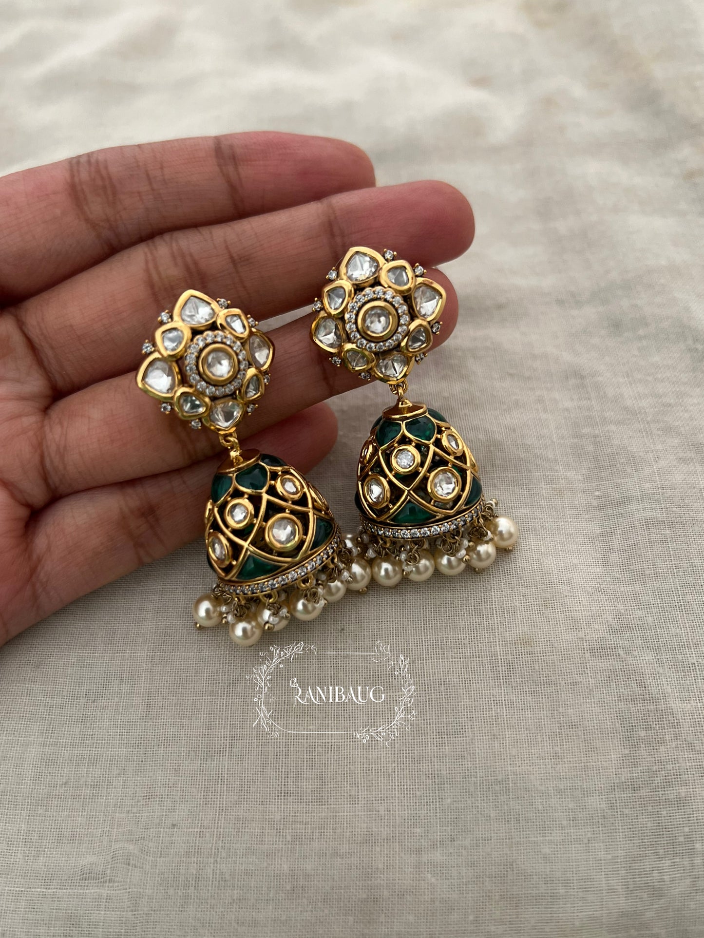 Suhani Minimal Studs Adorned Jhumka Style Earrings | Ranibaug