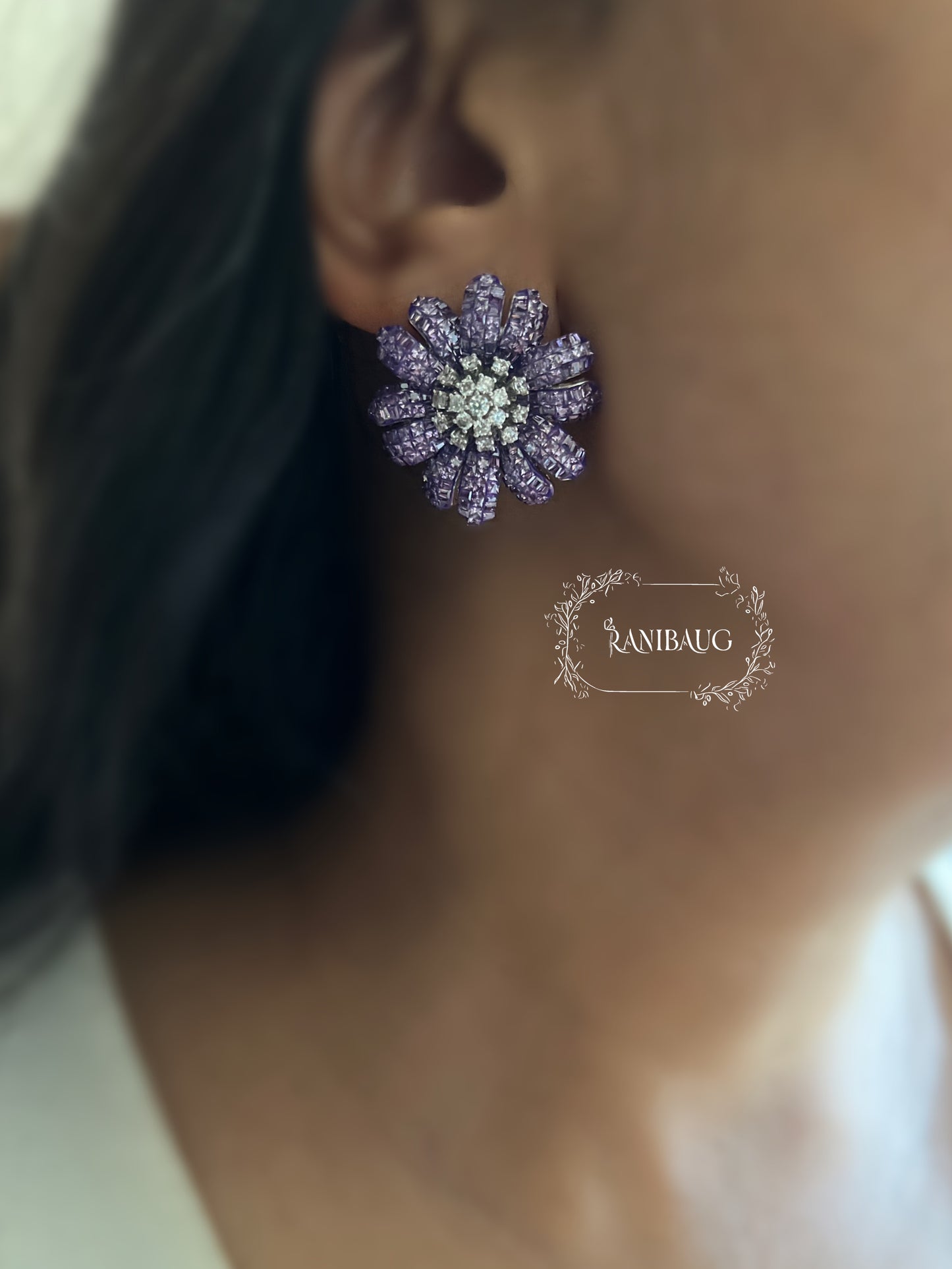 Daisy Bloom Diamond Stud Earrings By Ranibaug