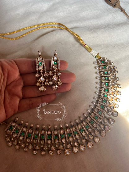 Damini Polki Kundan Sophisticated Trendy Jewellery Set In Victorian Finish By Ranibaug