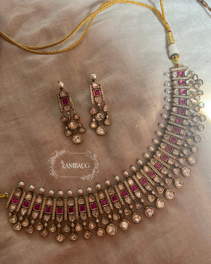 Damini Polki Kundan Sophisticated Trendy Jewellery Set In Victorian Finish By Ranibaug