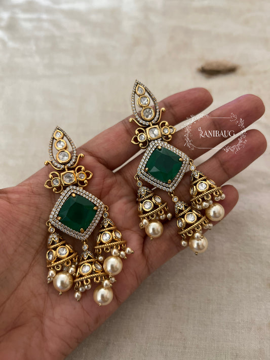 Darshini Gold Plated Pearl Dangler Earrings By Ranibaug